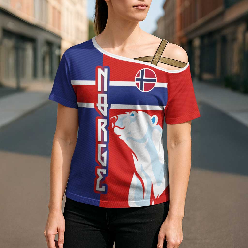Custom Norway Ice Hockey Cross Shoulder Shirt Polar Bears-Viking Ornament Flag Style