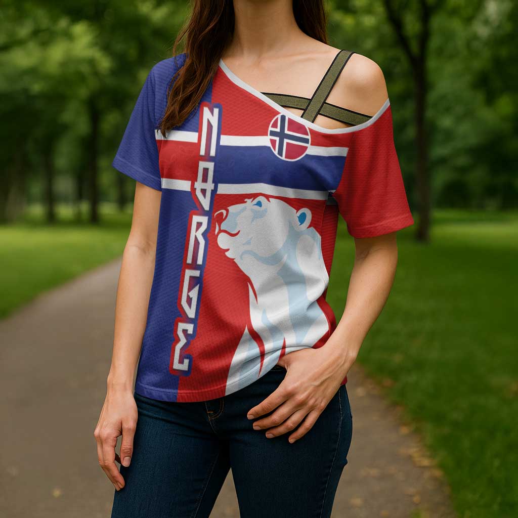 Custom Norway Ice Hockey Cross Shoulder Shirt Polar Bears-Viking Ornament Flag Style