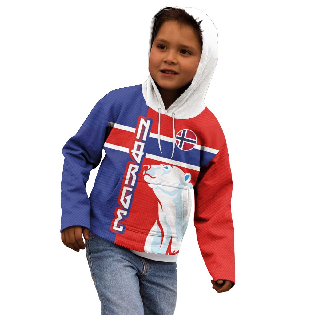 Custom Norway Ice Hockey Kid Hoodie Polar Bears-Viking Ornament Flag Style