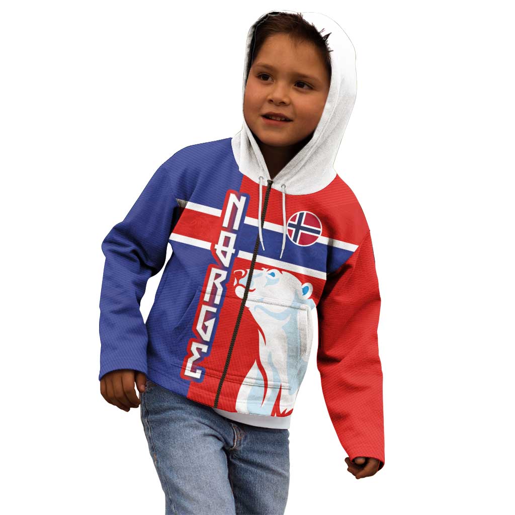 Custom Norway Ice Hockey Kid Hoodie Polar Bears-Viking Ornament Flag Style