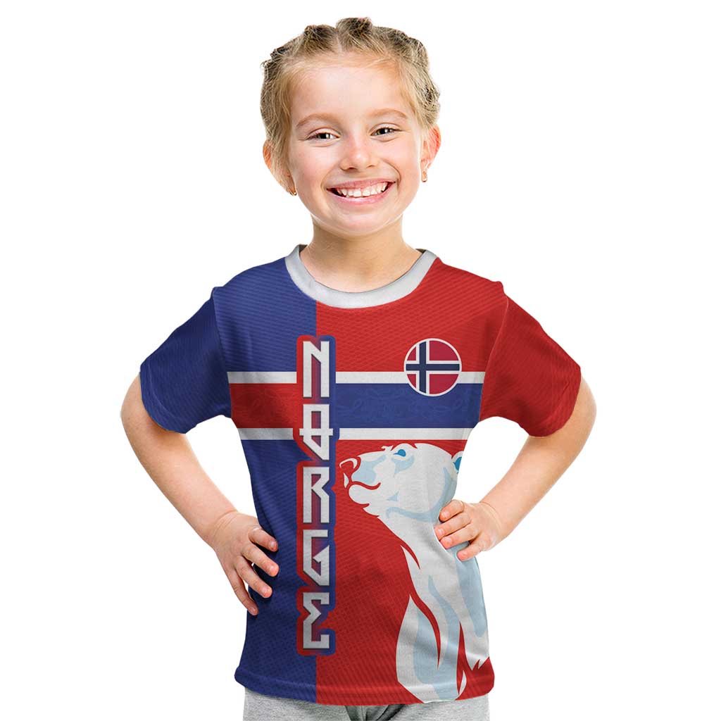 Custom Norway Ice Hockey Kid T Shirt Polar Bears-Viking Ornament Flag Style