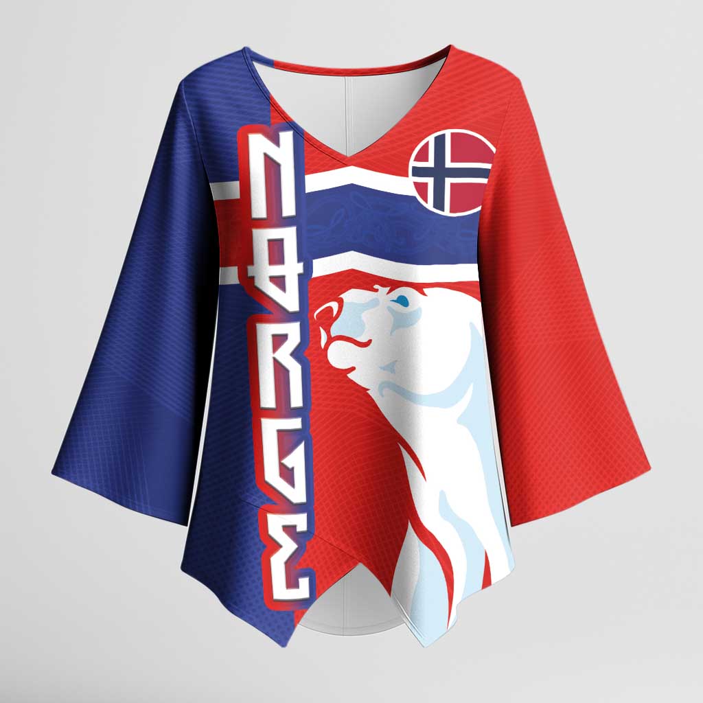 Custom Norway Ice Hockey Kimono Sleeve Blouse Polar Bears-Viking Ornament Flag Style