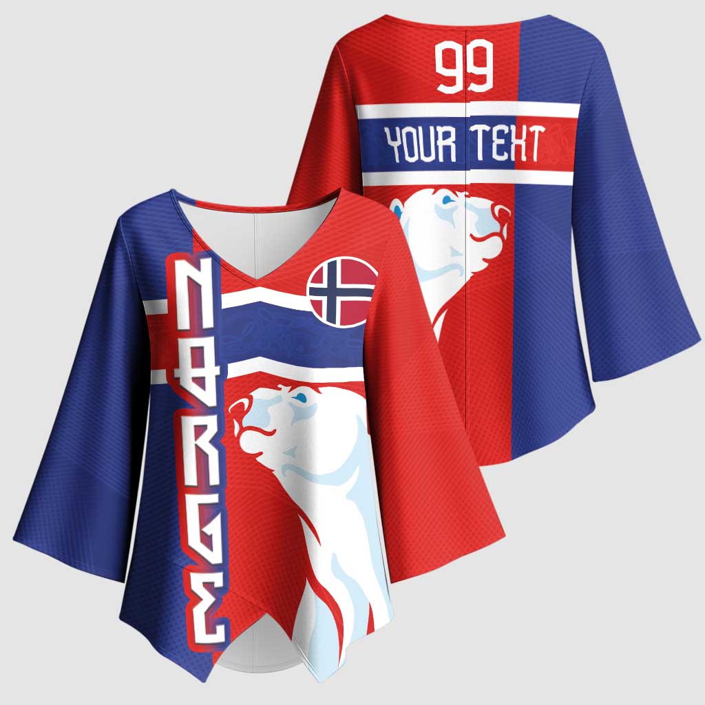 Custom Norway Ice Hockey Kimono Sleeve Blouse Polar Bears-Viking Ornament Flag Style