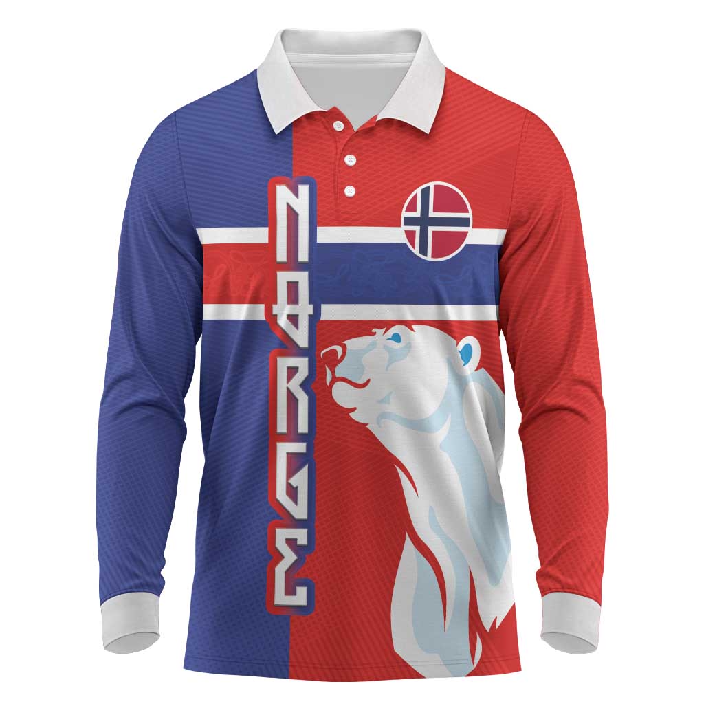 Custom Norway Ice Hockey Long Sleeve Polo Shirt Polar Bears-Viking Ornament Flag Style