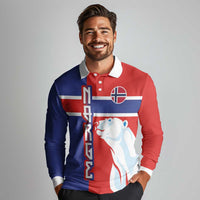 Custom Norway Ice Hockey Long Sleeve Polo Shirt Polar Bears-Viking Ornament Flag Style