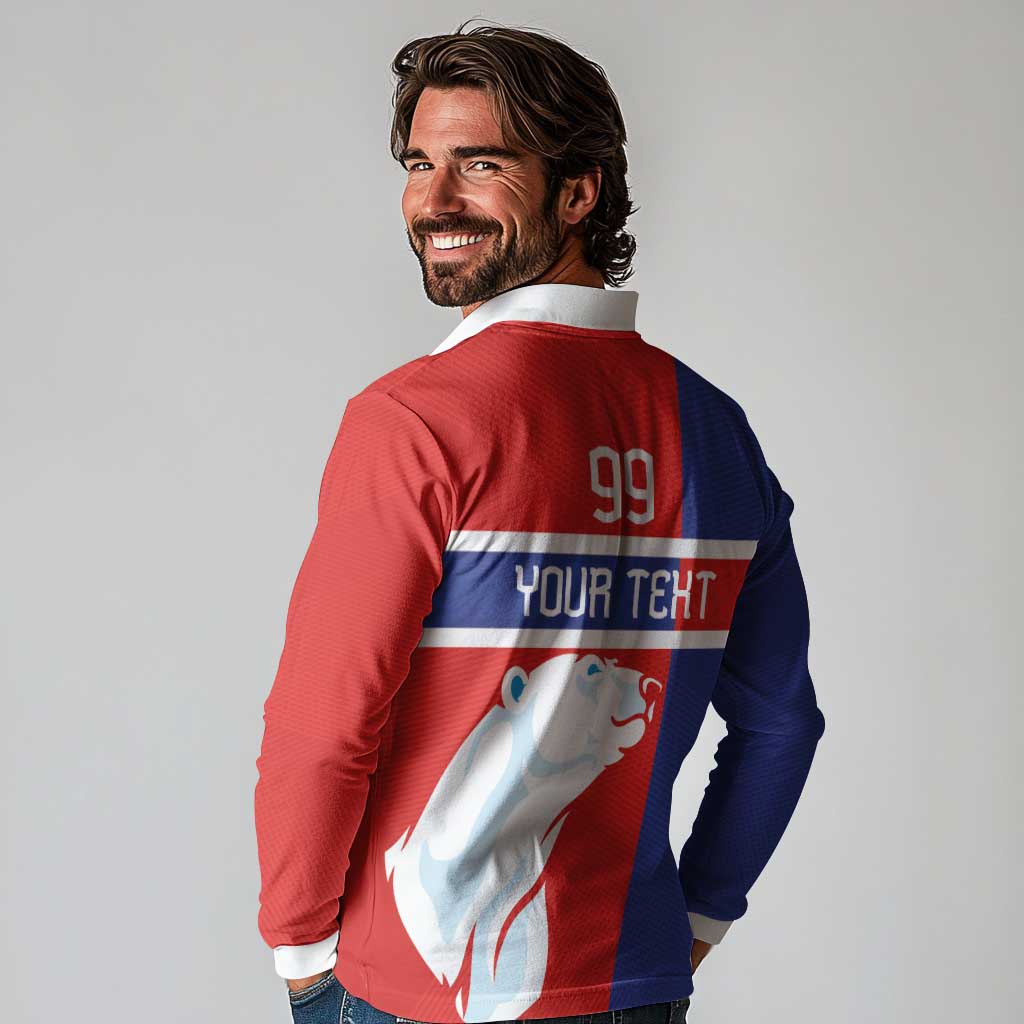 Custom Norway Ice Hockey Long Sleeve Polo Shirt Polar Bears-Viking Ornament Flag Style