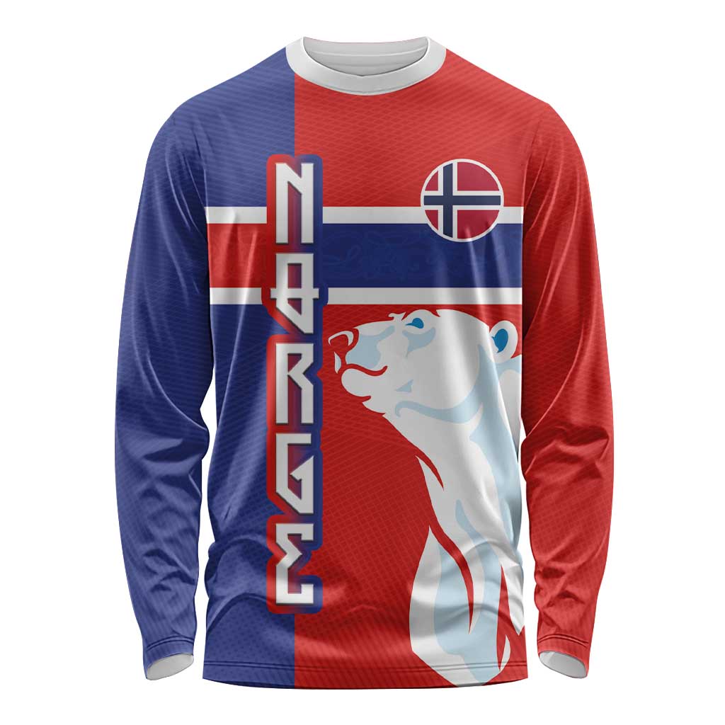 Custom Norway Ice Hockey Long Sleeve Shirt Polar Bears-Viking Ornament Flag Style