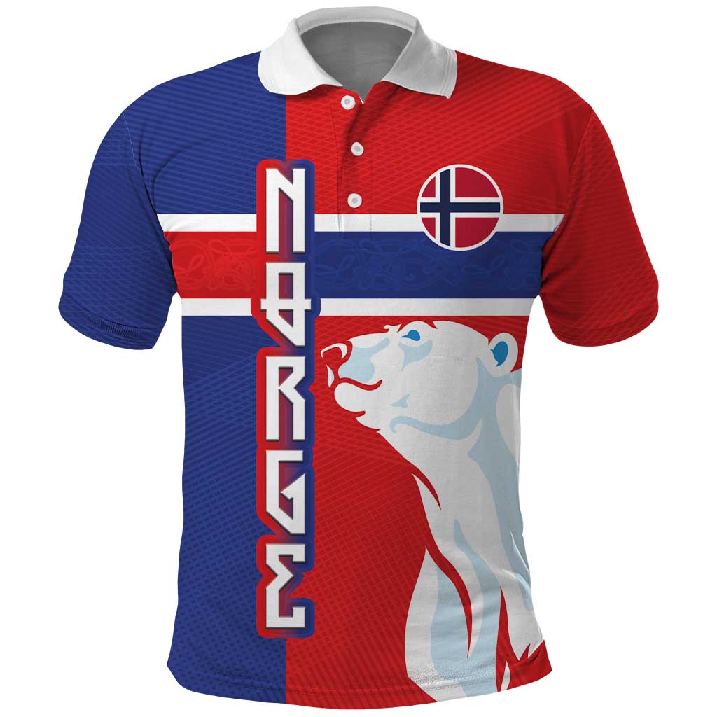 Custom Norway Ice Hockey Polo Shirt Polar Bears-Viking Ornament Flag Style