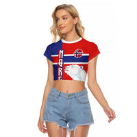 Custom Norway Ice Hockey Raglan Cropped T Shirt Polar Bears-Viking Ornament Flag Style