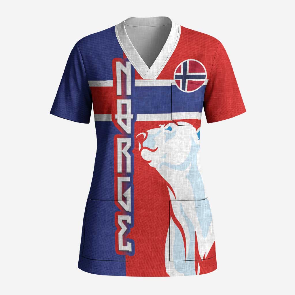 Custom Norway Ice Hockey Scrub Top Polar Bears-Viking Ornament Flag Style