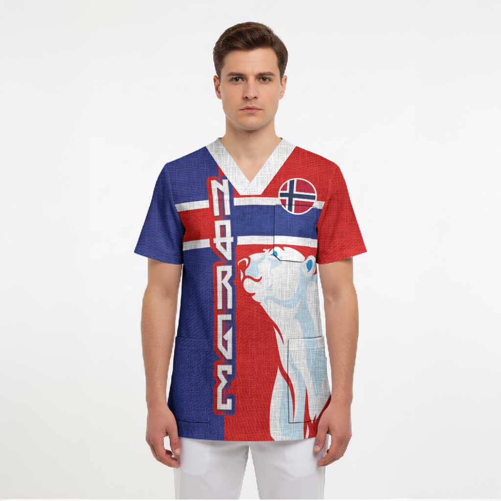 Custom Norway Ice Hockey Scrub Top Polar Bears-Viking Ornament Flag Style