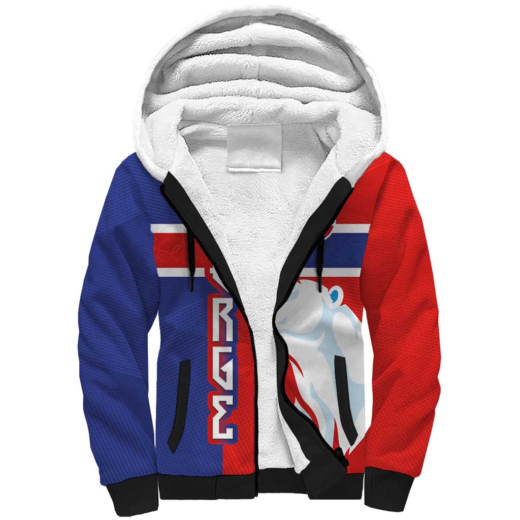 Custom Norway Ice Hockey Sherpa Hoodie Polar Bears-Viking Ornament Flag Style