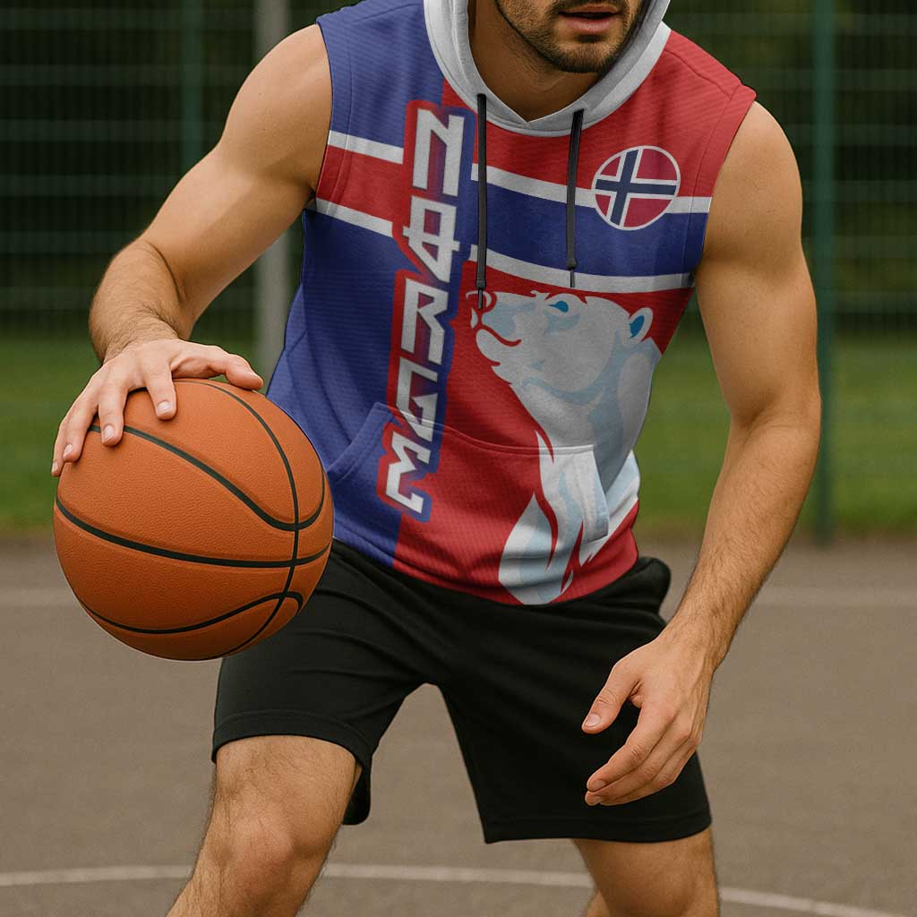 Custom Norway Ice Hockey Sleeveless Hoodie Polar Bears-Viking Ornament Flag Style
