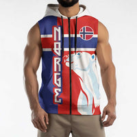 Custom Norway Ice Hockey Sleeveless Zip Hoodie Polar Bears-Viking Ornament Flag Style