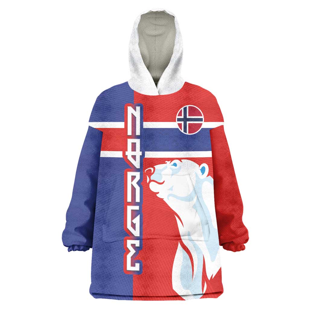 Custom Norway Ice Hockey Wearable Blanket Hoodie Polar Bears-Viking Ornament Flag Style