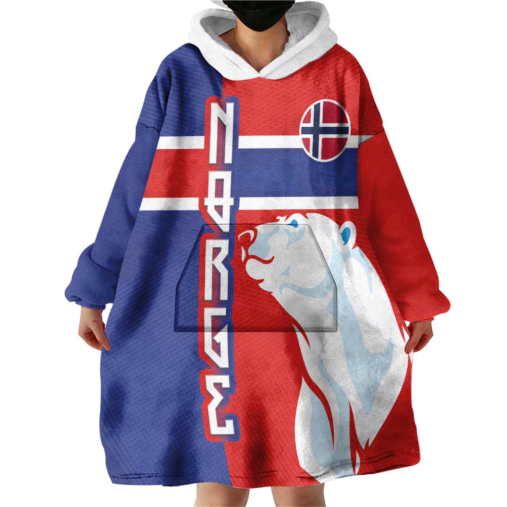 Custom Norway Ice Hockey Wearable Blanket Hoodie Polar Bears-Viking Ornament Flag Style
