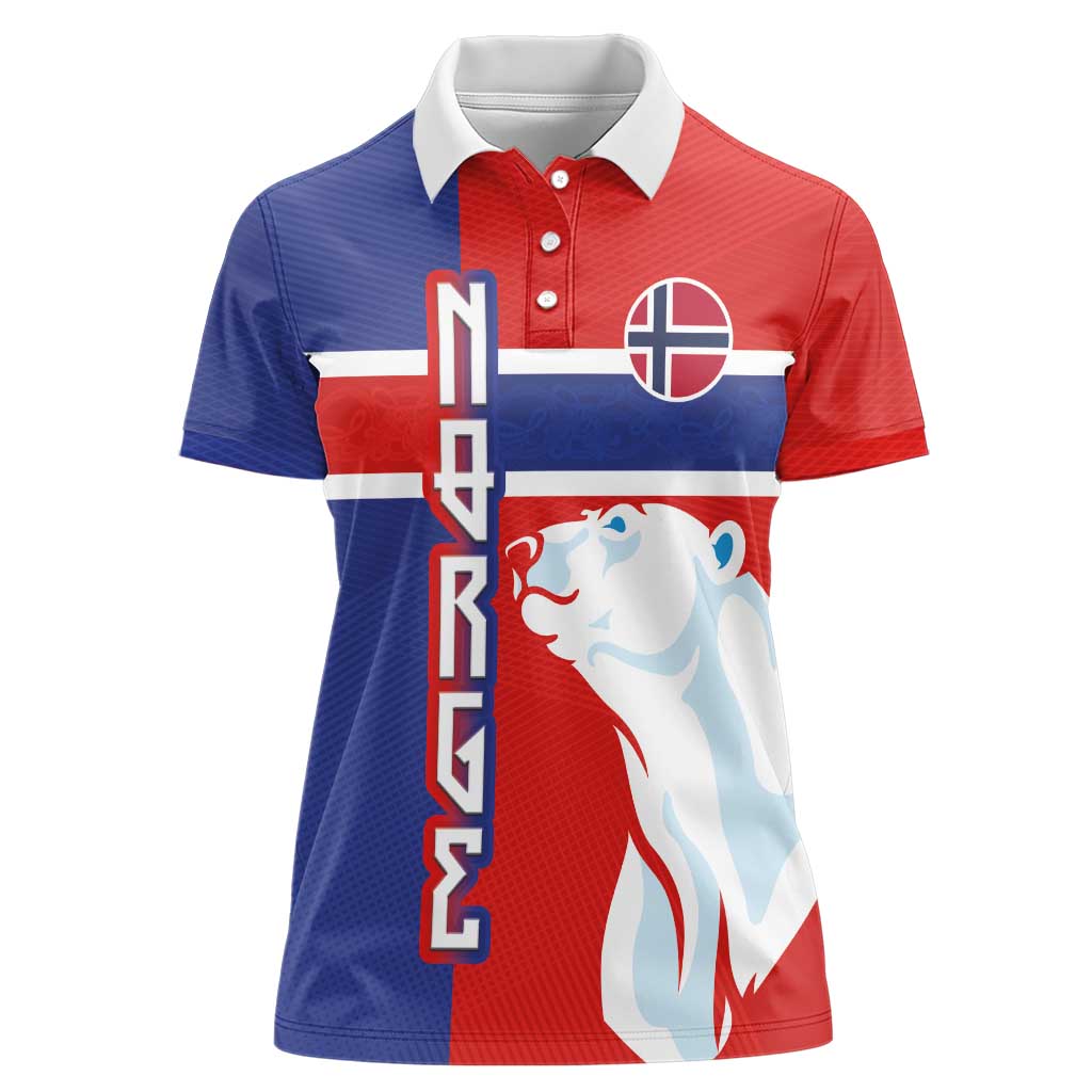 Custom Norway Ice Hockey Women Polo Shirt Polar Bears-Viking Ornament Flag Style