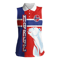 Custom Norway Ice Hockey Women Sleeveless Polo Shirt Polar Bears-Viking Ornament Flag Style