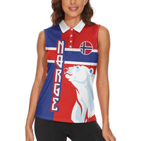 Custom Norway Ice Hockey Women Sleeveless Polo Shirt Polar Bears-Viking Ornament Flag Style