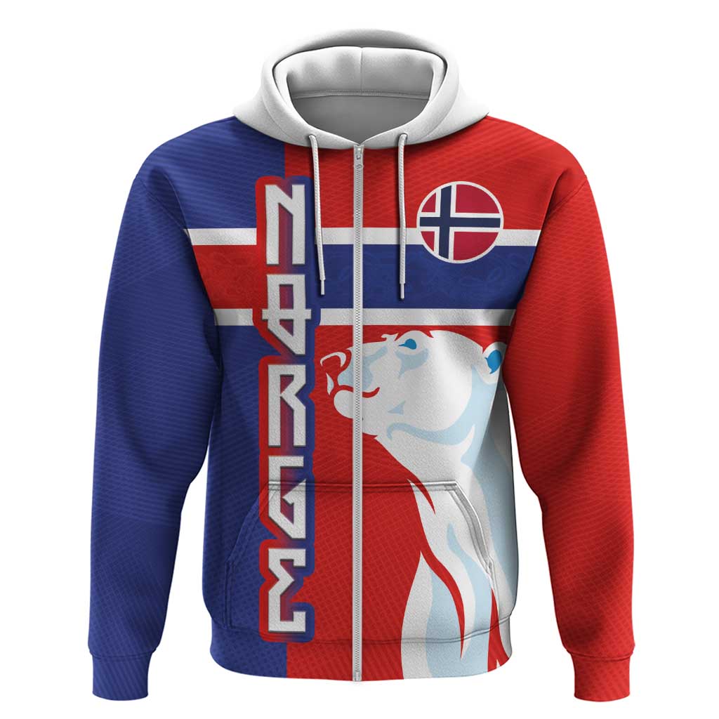 Custom Norway Ice Hockey Zip Hoodie Polar Bears-Viking Ornament Flag Style