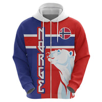 Custom Norway Ice Hockey Zip Hoodie Polar Bears-Viking Ornament Flag Style