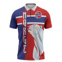 Custom Norway Ice Hockey Zipper Polo Shirt Polar Bears-Viking Ornament Flag Style