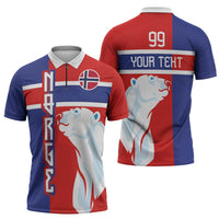 Custom Norway Ice Hockey Zipper Polo Shirt Polar Bears-Viking Ornament Flag Style