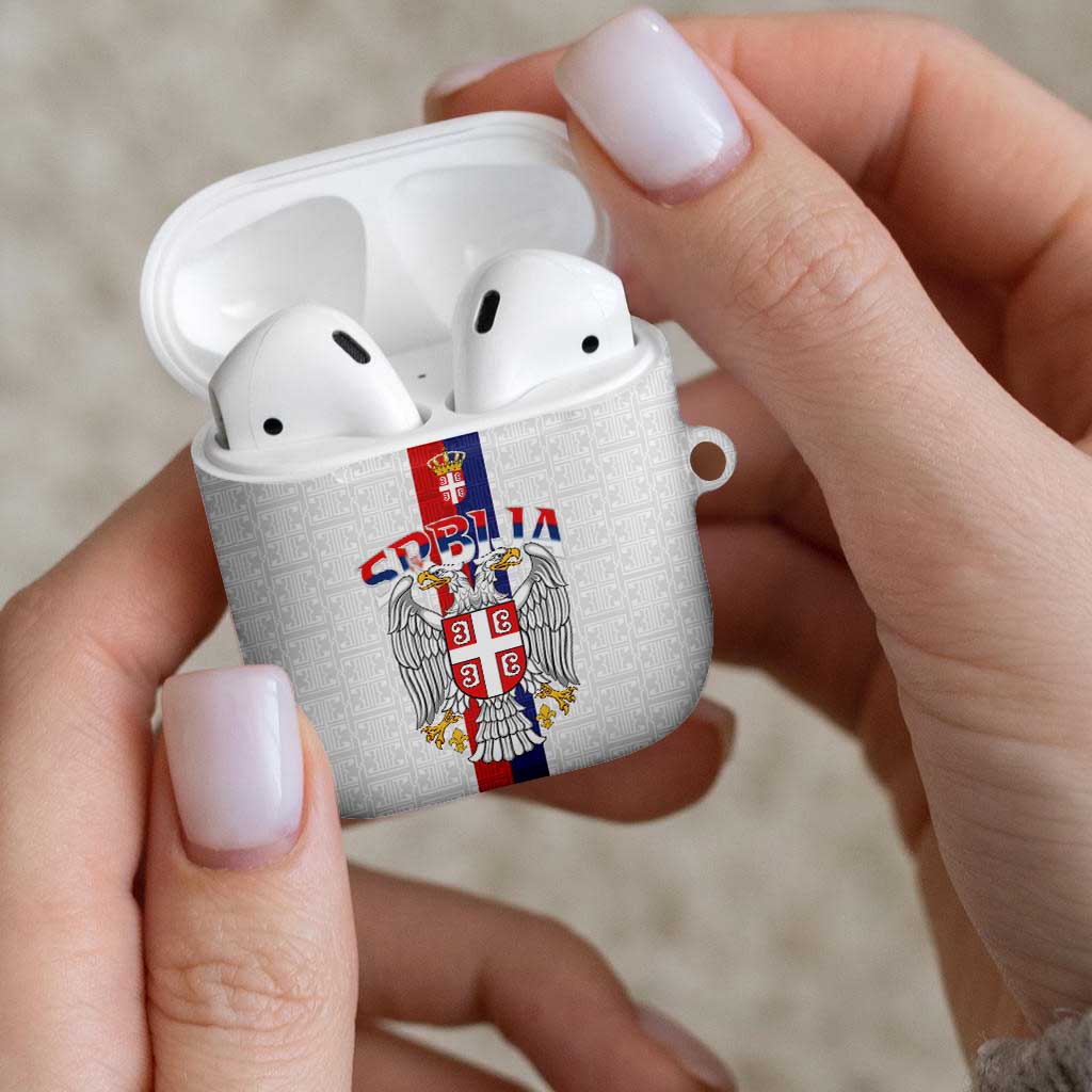 Serbia Coat Of Arms Srbija Eagle AirPods Case Traditional Serbian Heraldic Crest White Double Headed Eagle