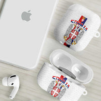 Serbia Coat Of Arms Srbija Eagle AirPods Case Traditional Serbian Heraldic Crest White Double Headed Eagle