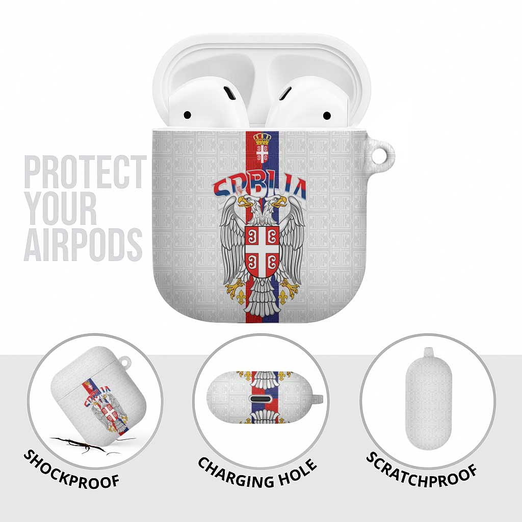 Serbia Coat Of Arms Srbija Eagle AirPods Case Traditional Serbian Heraldic Crest White Double Headed Eagle