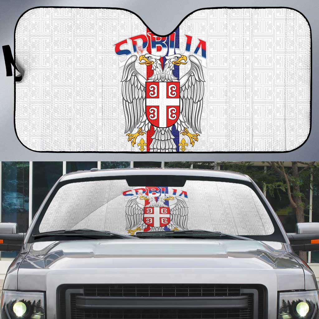 Serbia Coat Of Arms Srbija Eagle Auto Sun Shade Traditional Serbian Heraldic Crest White Double Headed Eagle