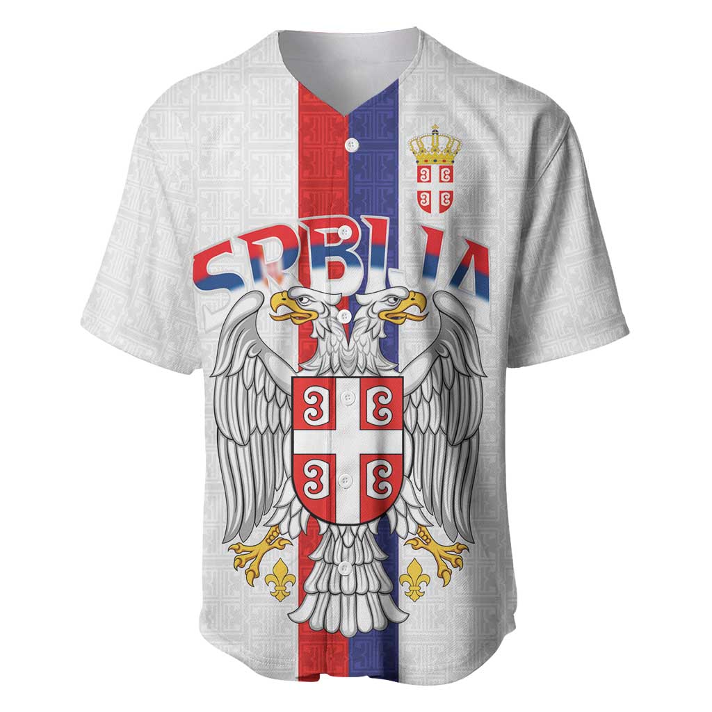 Serbia Coat Of Arms Srbija Eagle Baseball Jersey Traditional Serbian Heraldic Crest White Double Headed Eagle