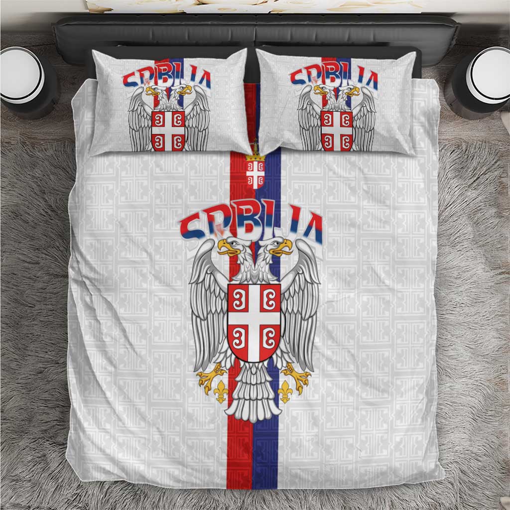 Serbia Coat Of Arms Srbija Eagle Bedding Set Traditional Serbian Heraldic Crest White Double Headed Eagle