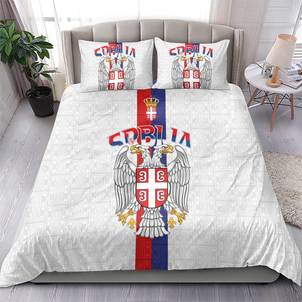 Serbia Coat Of Arms Srbija Eagle Bedding Set Traditional Serbian Heraldic Crest White Double Headed Eagle