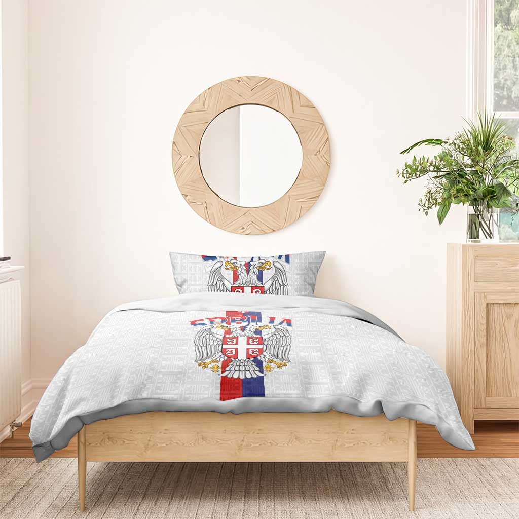 Serbia Coat Of Arms Srbija Eagle Bedding Set Traditional Serbian Heraldic Crest White Double Headed Eagle