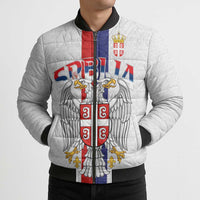 Serbia Coat Of Arms Srbija Eagle Bomber Puffer Jacket Traditional Serbian Heraldic Crest White Double Headed Eagle