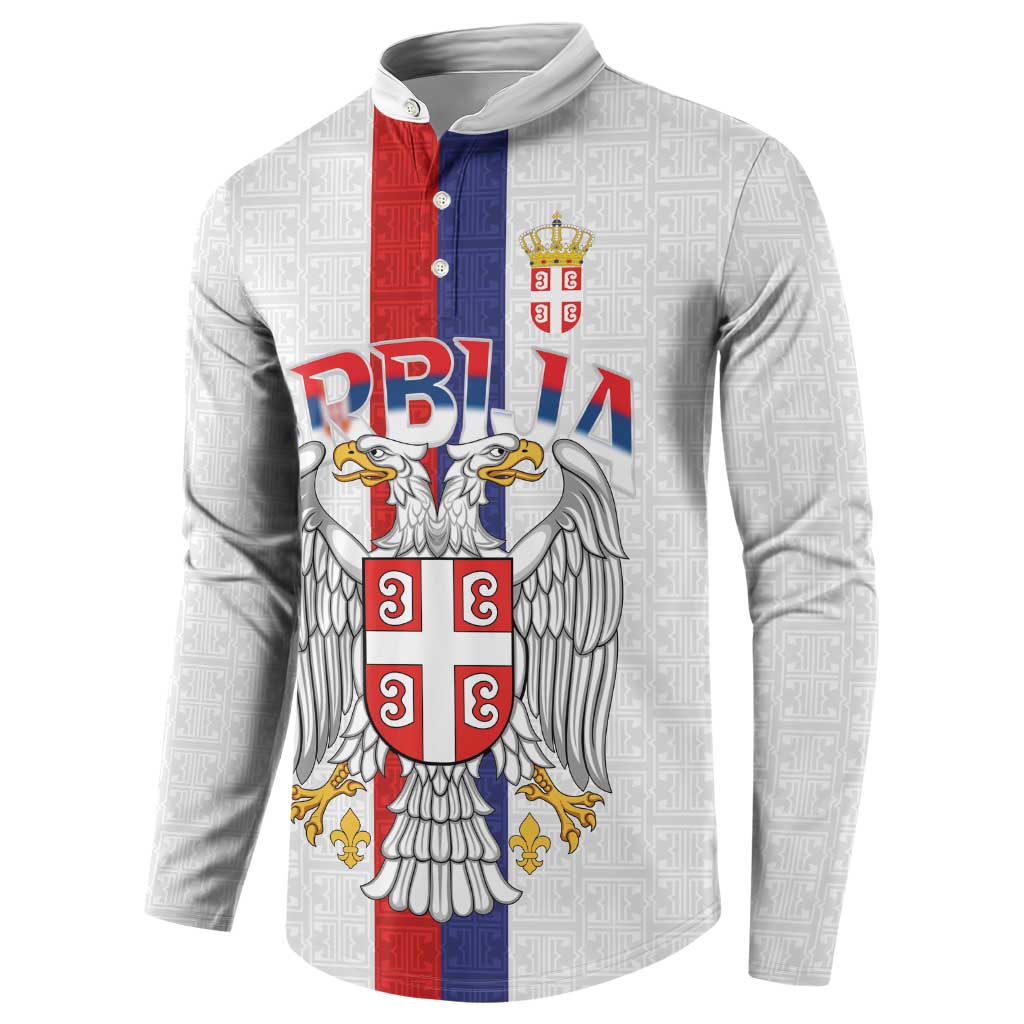 Serbia Coat Of Arms Srbija Eagle Button Sweatshirt Traditional Serbian Heraldic Crest White Double Headed Eagle