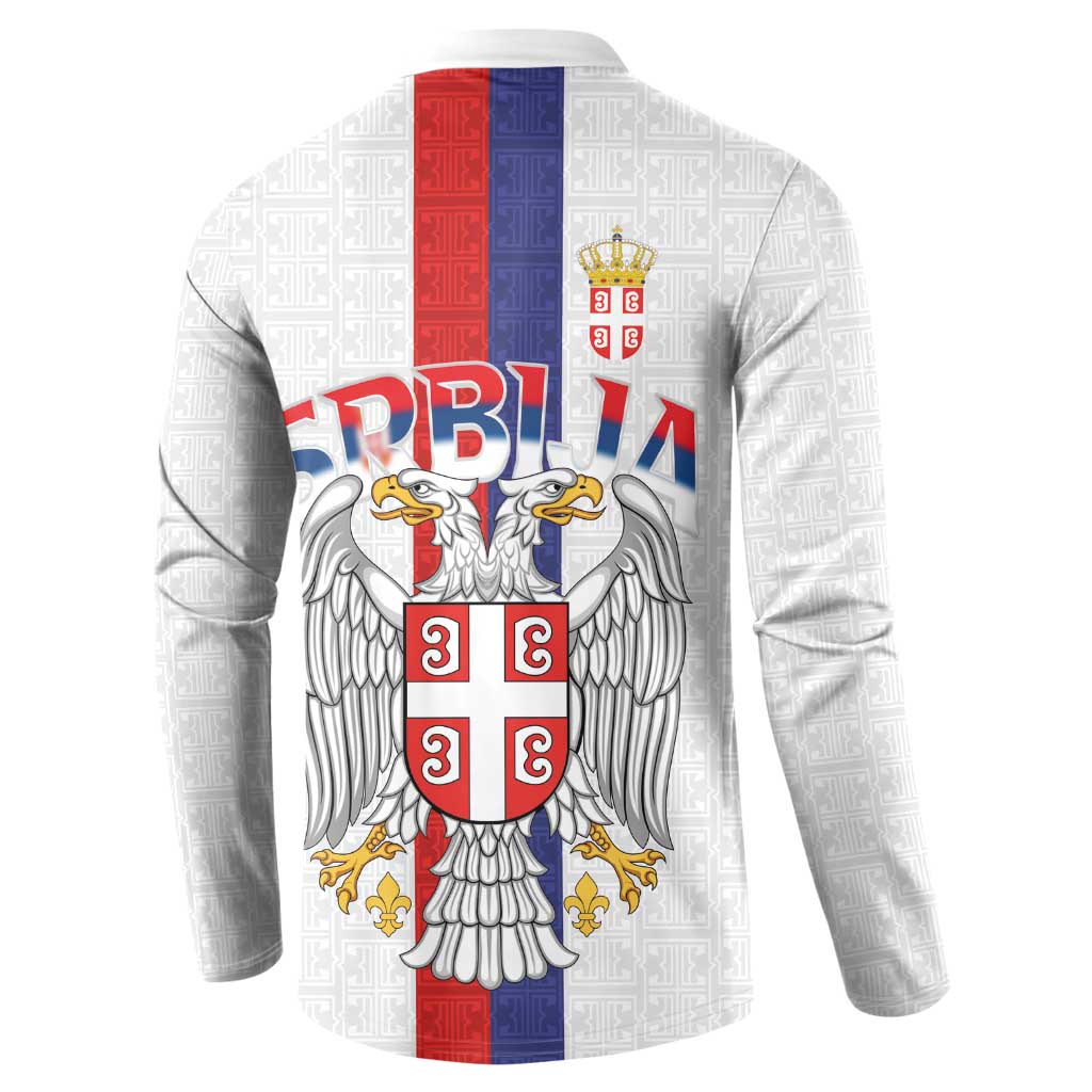 Serbia Coat Of Arms Srbija Eagle Button Sweatshirt Traditional Serbian Heraldic Crest White Double Headed Eagle