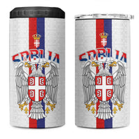 Serbia Coat Of Arms Srbija Eagle 4 in 1 Can Cooler Tumbler Traditional Serbian Heraldic Crest White Double Headed Eagle