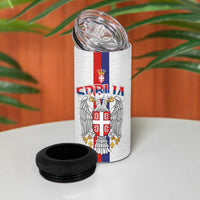 Serbia Coat Of Arms Srbija Eagle 4 in 1 Can Cooler Tumbler Traditional Serbian Heraldic Crest White Double Headed Eagle