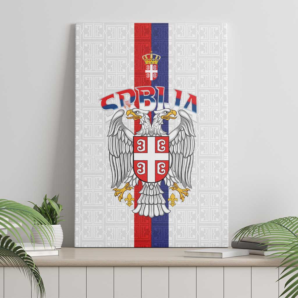 Serbia Coat Of Arms Srbija Eagle Canvas Wall Art Traditional Serbian Heraldic Crest White Double Headed Eagle