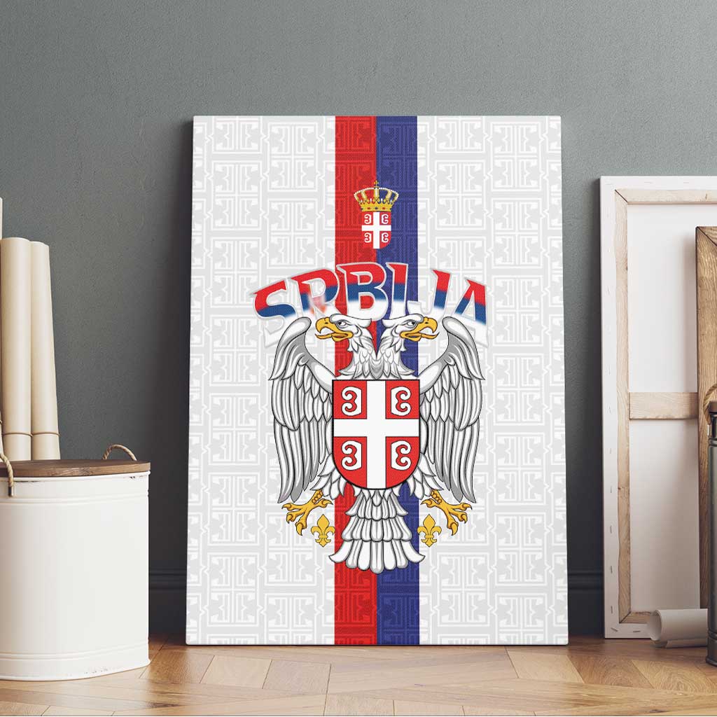 Serbia Coat Of Arms Srbija Eagle Canvas Wall Art Traditional Serbian Heraldic Crest White Double Headed Eagle