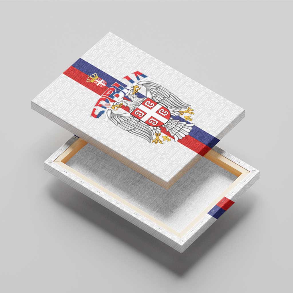 Serbia Coat Of Arms Srbija Eagle Canvas Wall Art Traditional Serbian Heraldic Crest White Double Headed Eagle