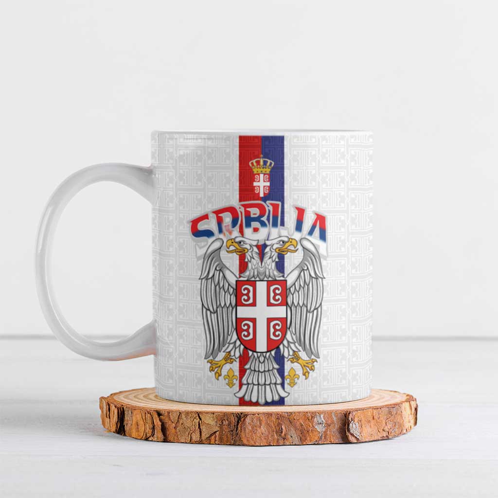Serbia Coat Of Arms Srbija Eagle Ceramic Mug Traditional Serbian Heraldic Crest White Double Headed Eagle