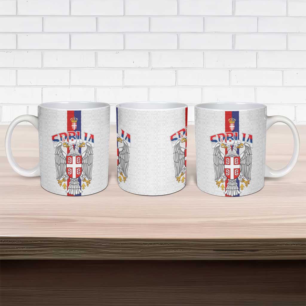 Serbia Coat Of Arms Srbija Eagle Ceramic Mug Traditional Serbian Heraldic Crest White Double Headed Eagle