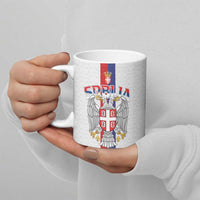 Serbia Coat Of Arms Srbija Eagle Ceramic Mug Traditional Serbian Heraldic Crest White Double Headed Eagle