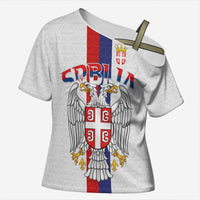 Serbia Coat Of Arms Srbija Eagle Cross Shoulder Shirt Traditional Serbian Heraldic Crest White Double Headed Eagle