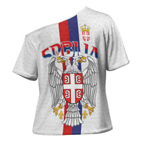Serbia Coat Of Arms Srbija Eagle Cross Shoulder Shirt Traditional Serbian Heraldic Crest White Double Headed Eagle