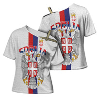 Serbia Coat Of Arms Srbija Eagle Cross Shoulder Shirt Traditional Serbian Heraldic Crest White Double Headed Eagle