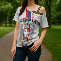 Serbia Coat Of Arms Srbija Eagle Cross Shoulder Shirt Traditional Serbian Heraldic Crest White Double Headed Eagle